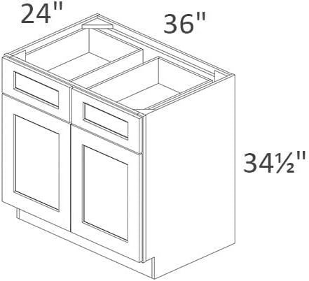 Kitchen Base Cabinets with Drawers, 36" Wide 24 Inch Deep RTA Storage Cabinet with Shaker Doors, Modern Solid Wood Furniture, Easy Assembly for Pantry, Laundry Room, Coffee Bar - Blue - Image 3