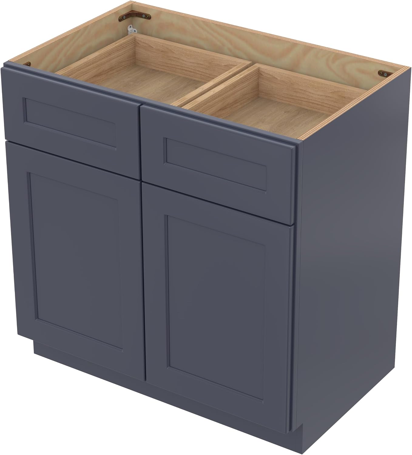 Kitchen Base Cabinets with Drawers, 36" Wide 24 Inch Deep RTA Storage Cabinet with Shaker Doors, Modern Solid Wood Furniture, Easy Assembly for Pantry, Laundry Room, Coffee Bar - Blue - Image 4